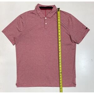 Nike Dri‎ Fit Tiger Woods TW Red Striped Golf Polo Men's Size Large